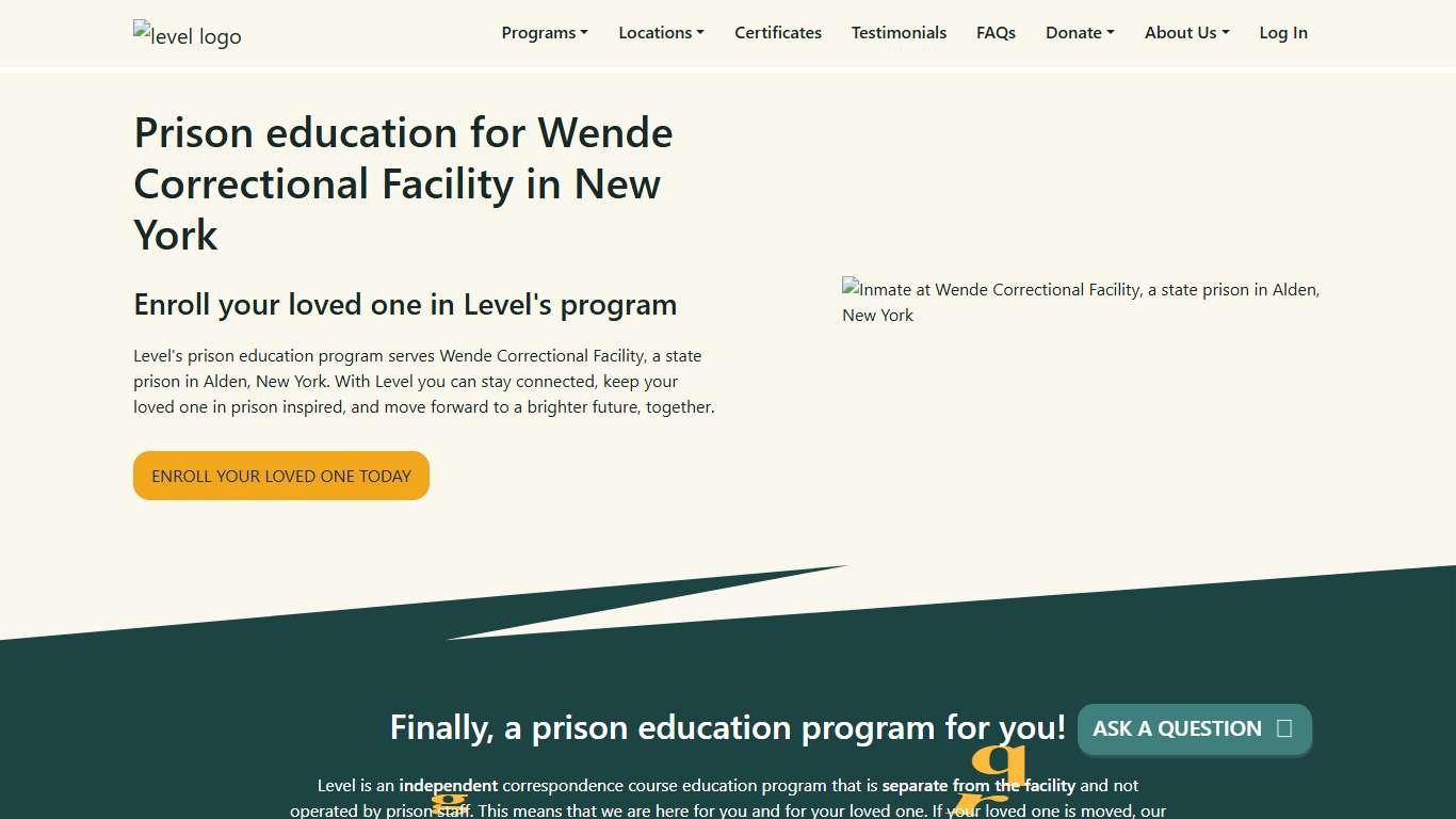 Prison Education For Wende Correctional Facility - Level