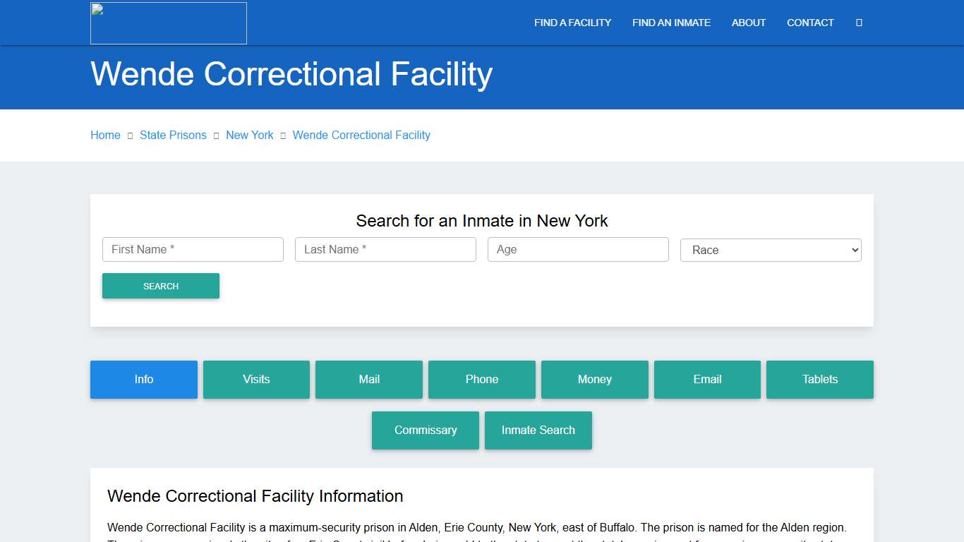 Wende Correctional Facility Inmate Search, NY